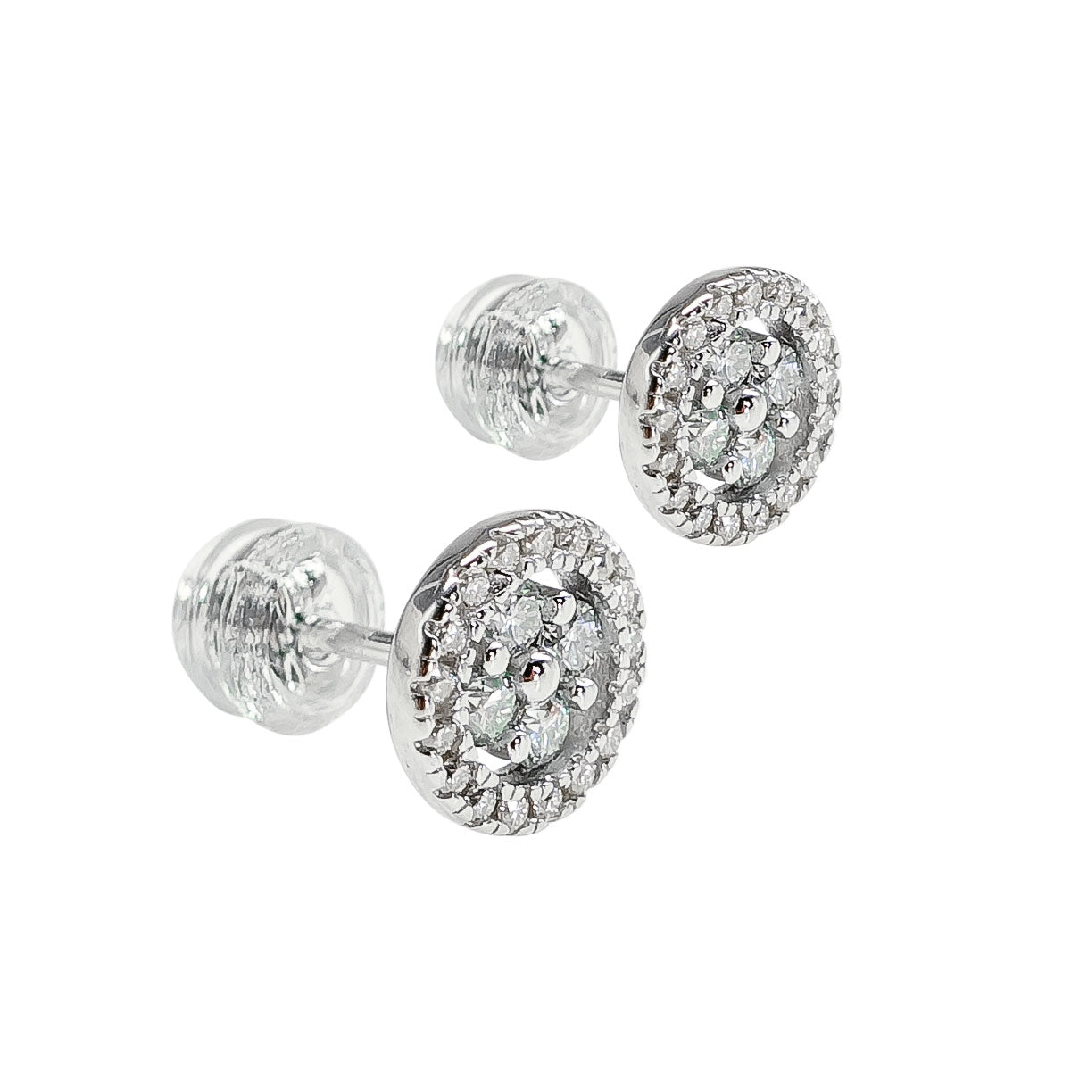 262LV Round Halo Pave Crystal Stud Earrings