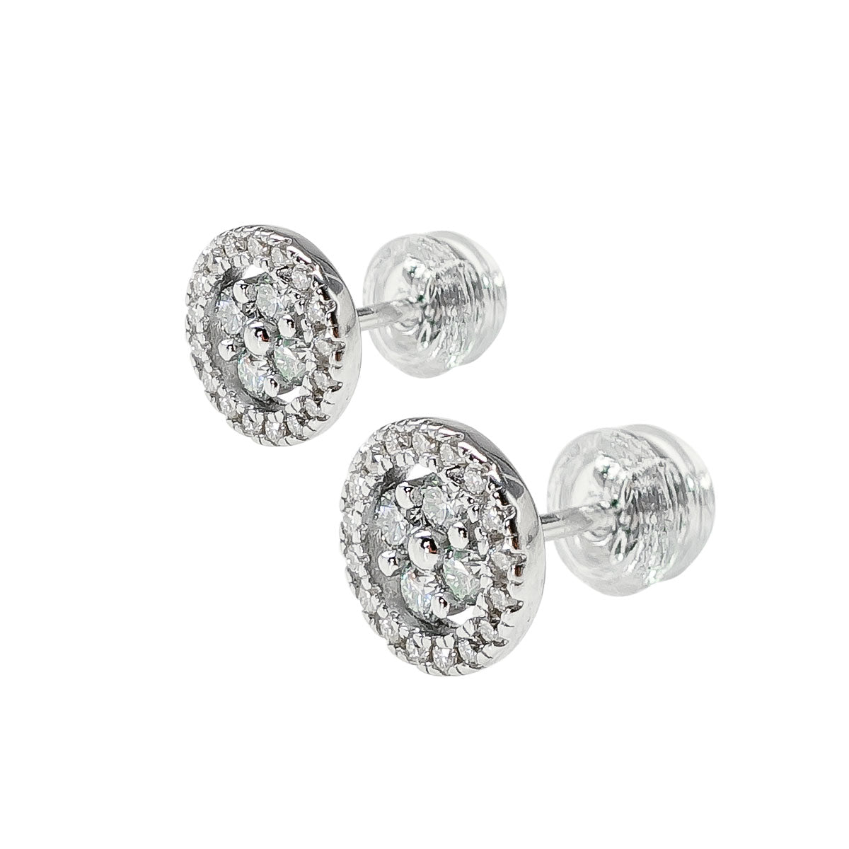 262LV Round Halo Pave Crystal Stud Earrings
