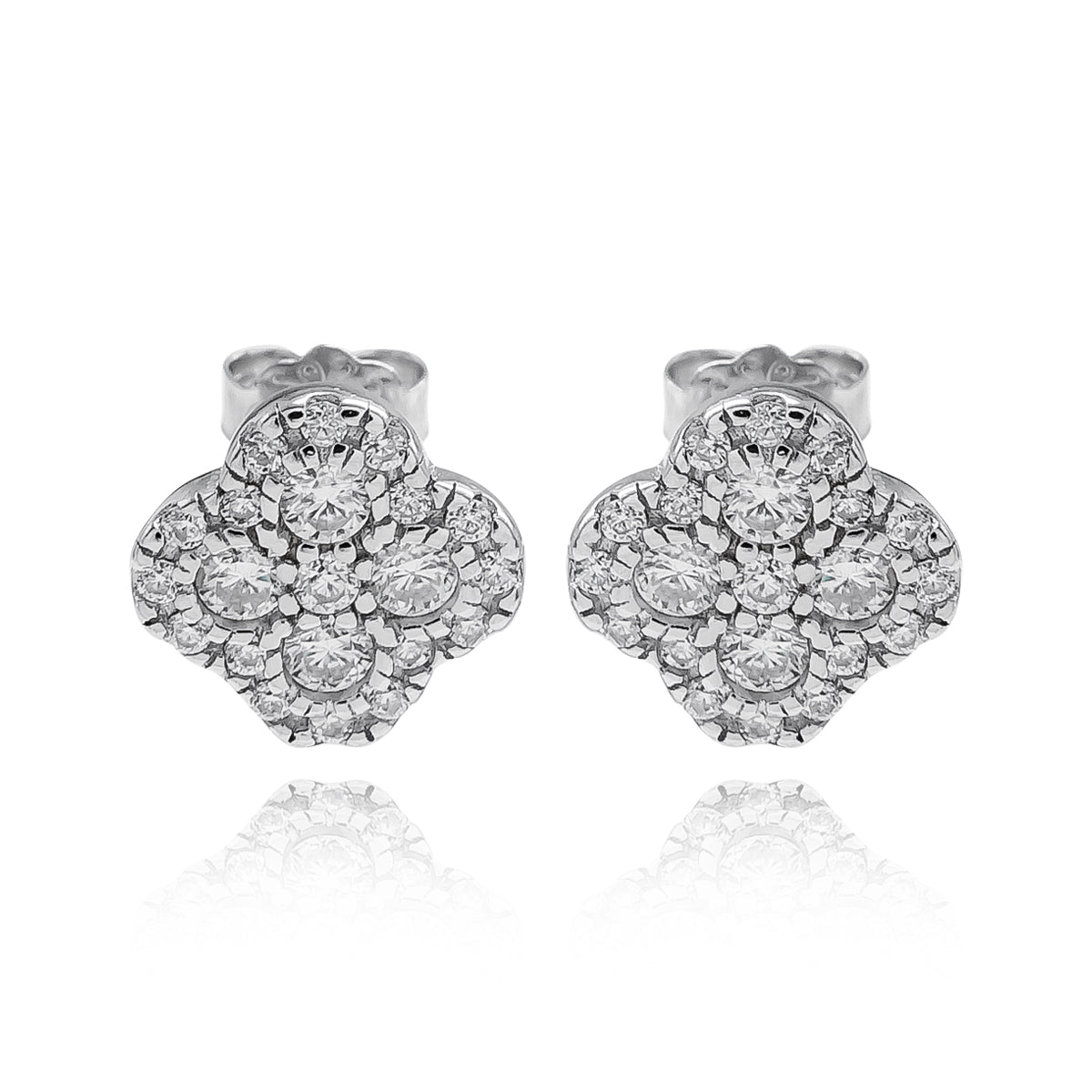 269LV Paved Clover Leaf Stud Earrings