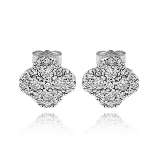 269LV Paved Clover Leaf Stud Earrings