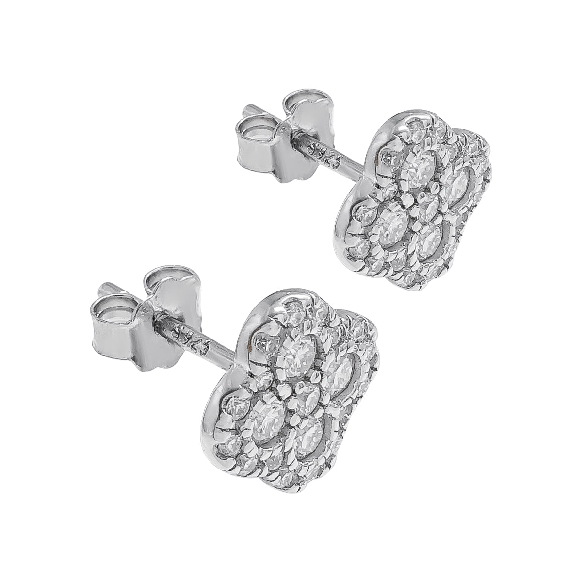 269LV Paved Clover Leaf Stud Earrings