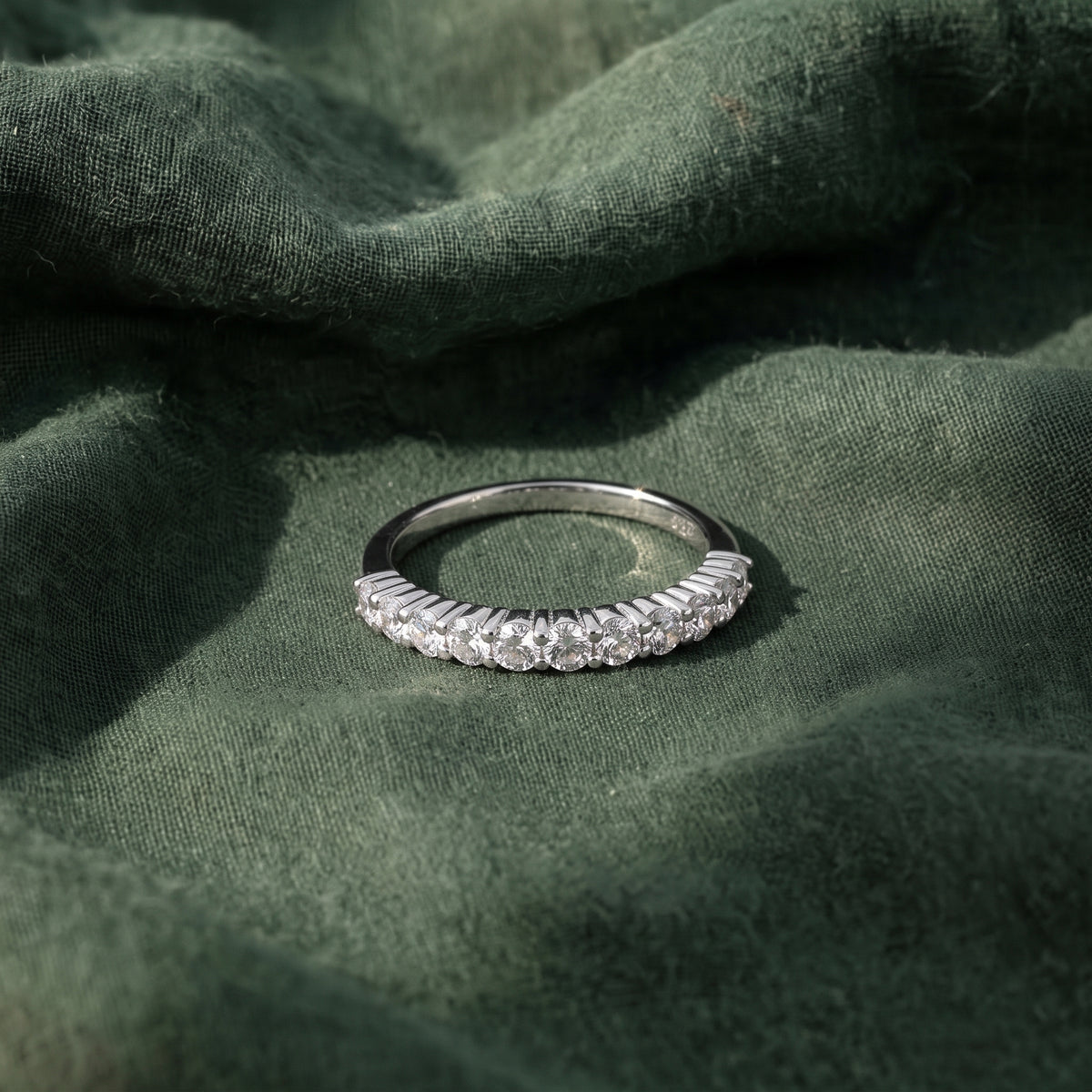 Linear 11 Stone Half Eternity Moissanite Ring 273LV