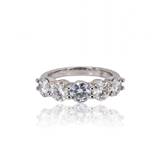 Symmetrical Round Gemstone Alignment Moissanite Ring 275LV