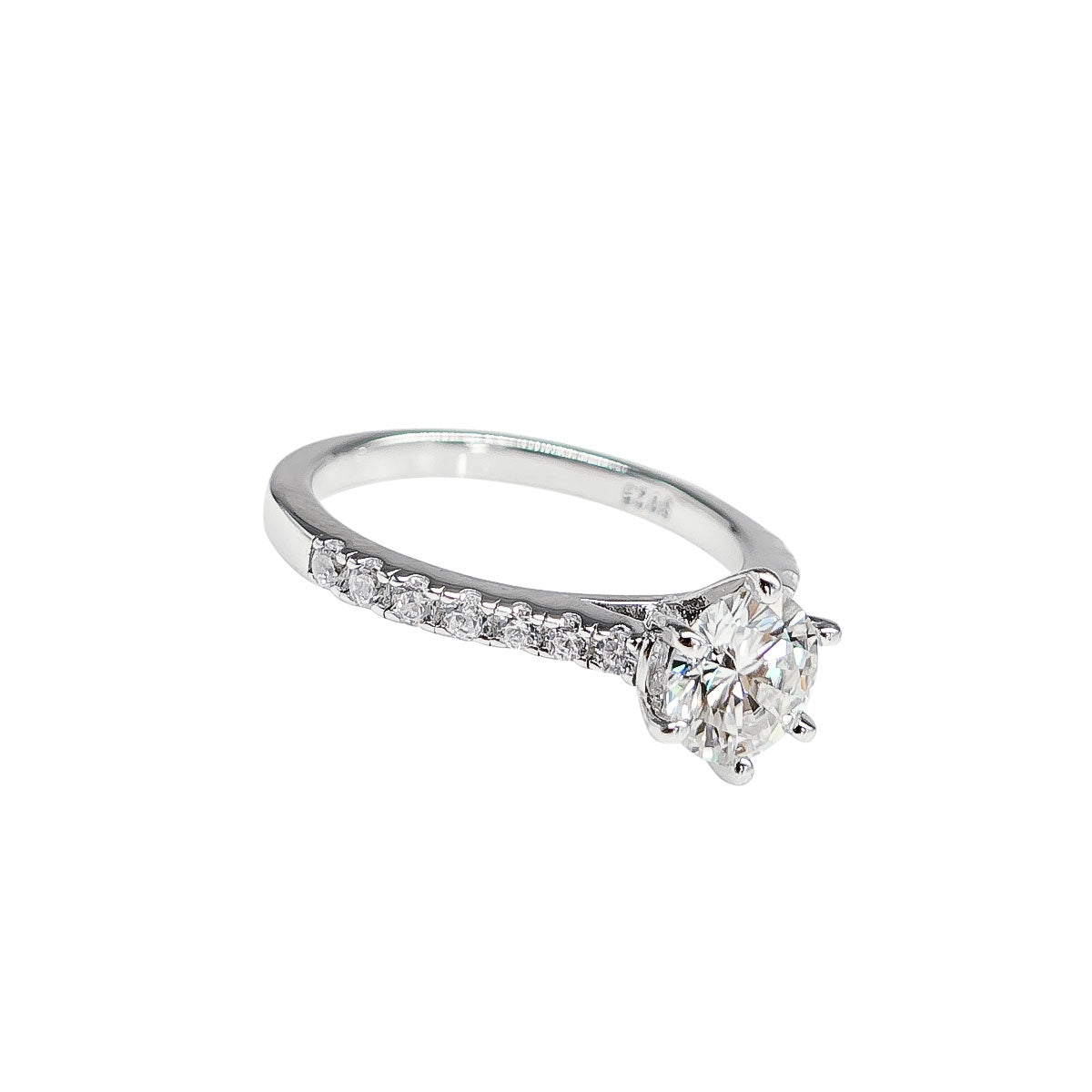 280LV Half Pave Crystal Round Cut Stone Ring