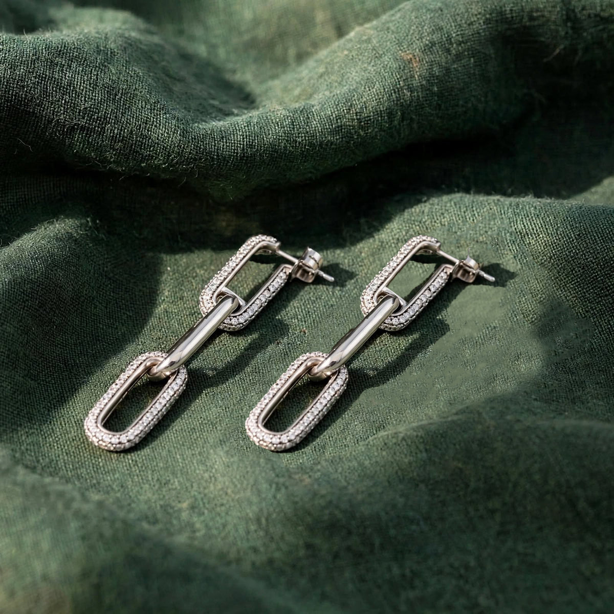 Chain-Link Statement Moissanite Earrings 285LV