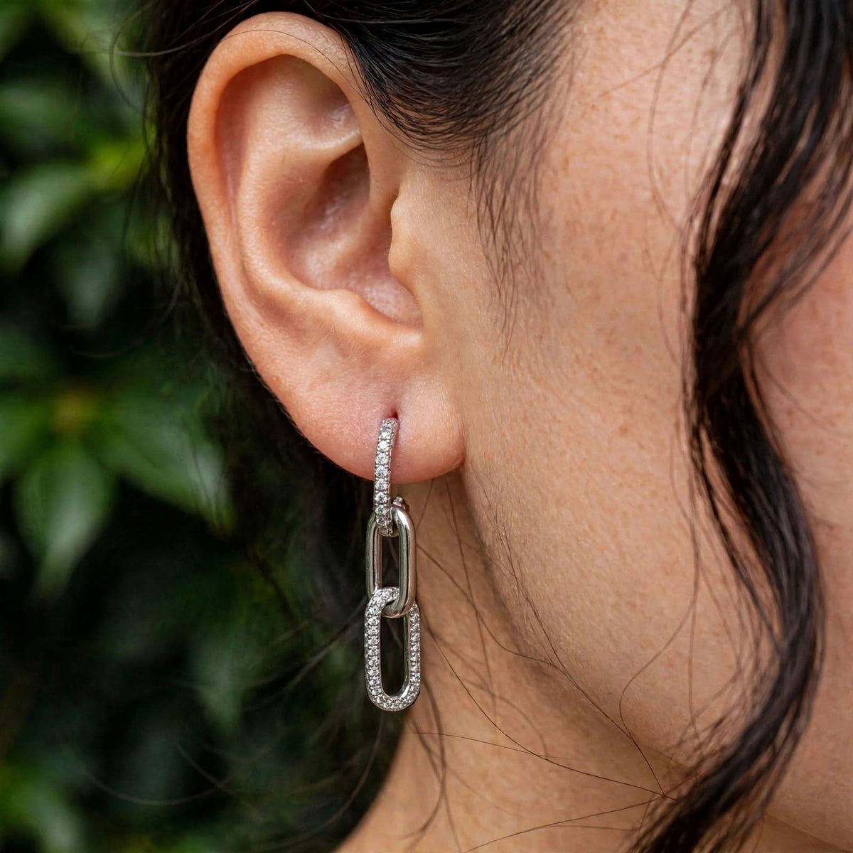 Chain-Link Statement Moissanite Earrings 285LV