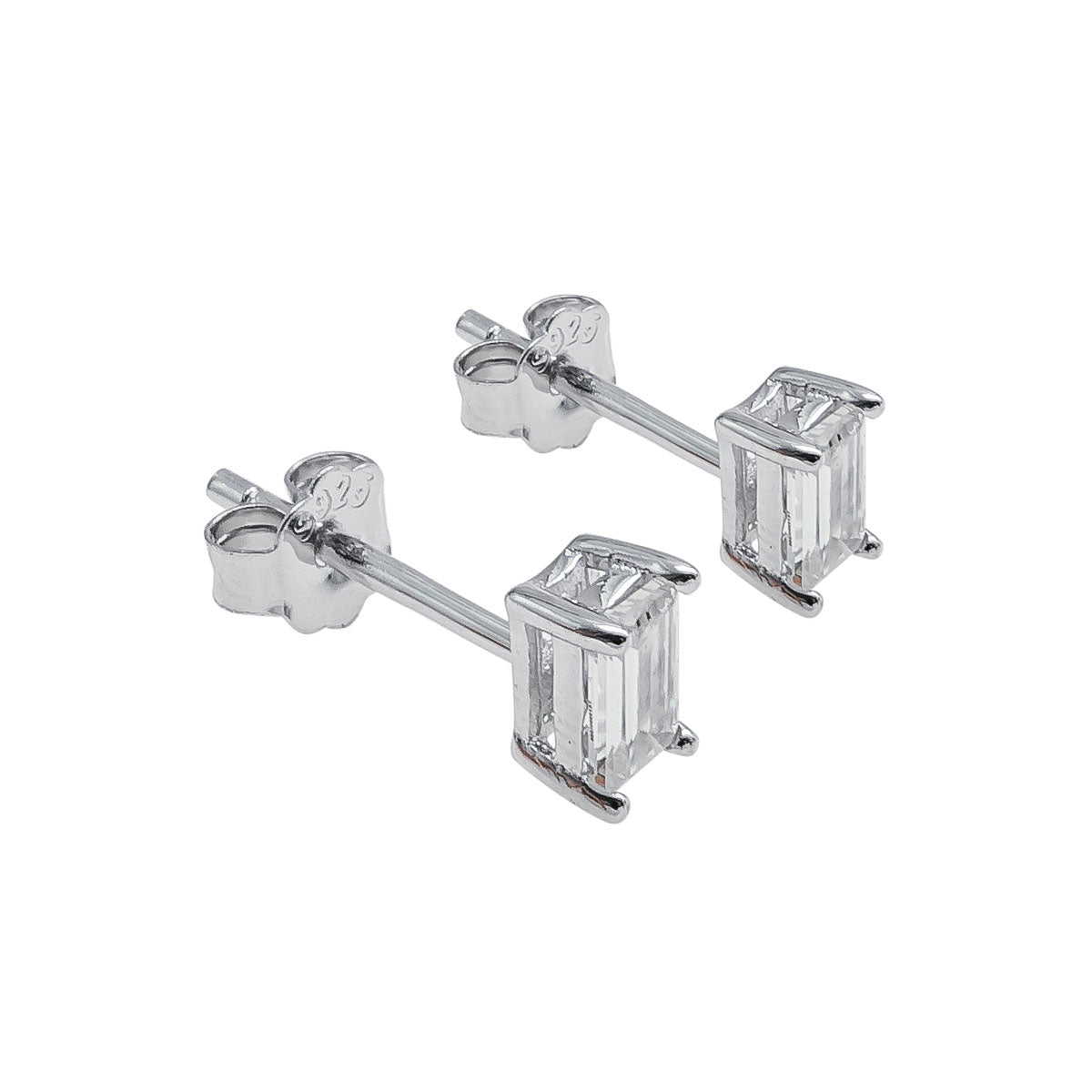 288LV Emerald Cut Stud Earrings 3.5mm