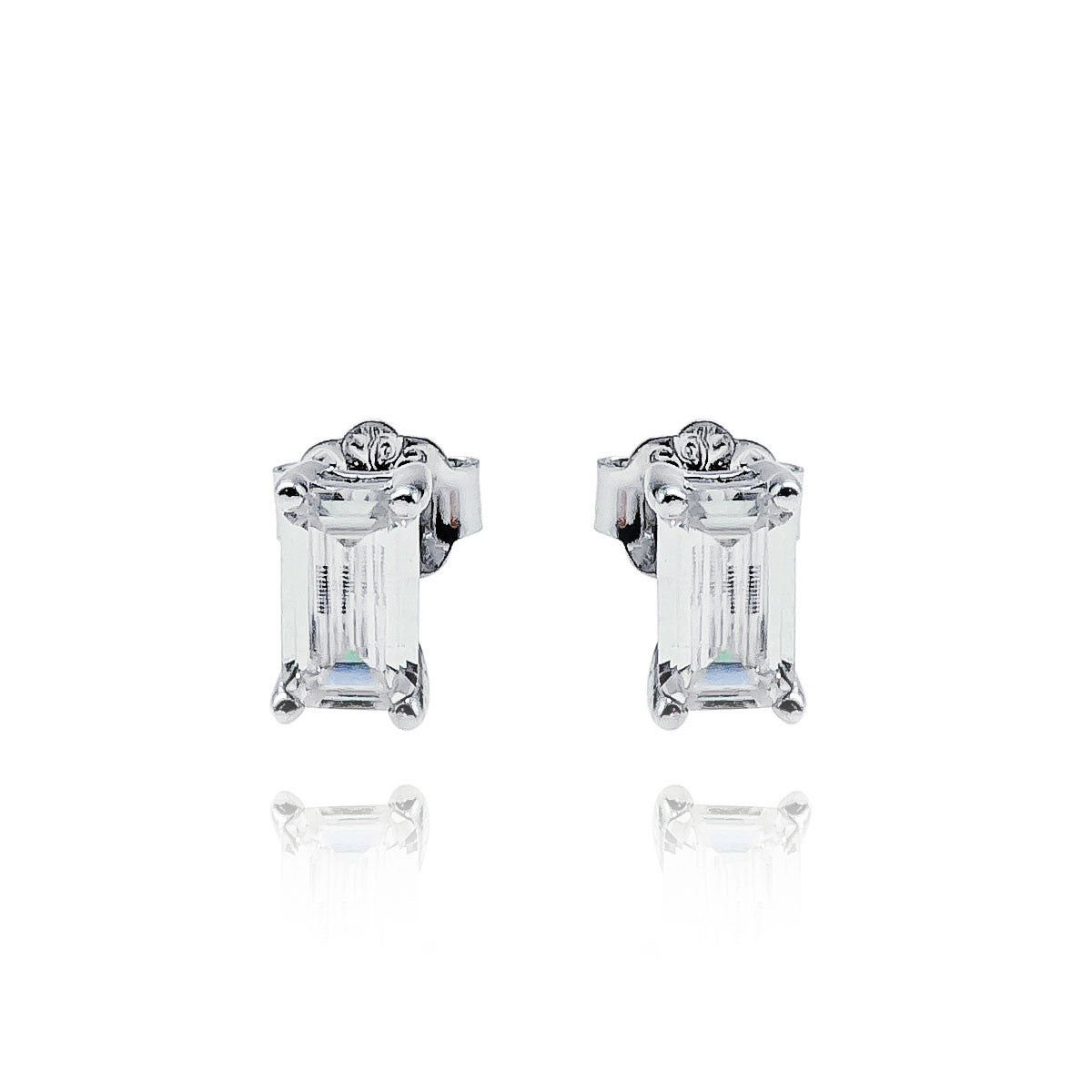 288LV Emerald Cut Stud Earrings 3.5mm