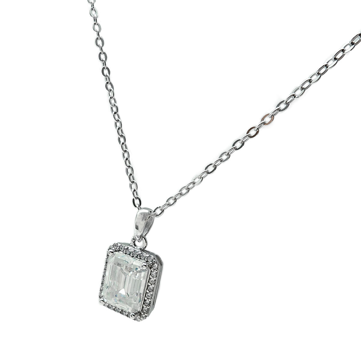 299LV Emerald Cut Pave Crystal Necklace 7.9mm