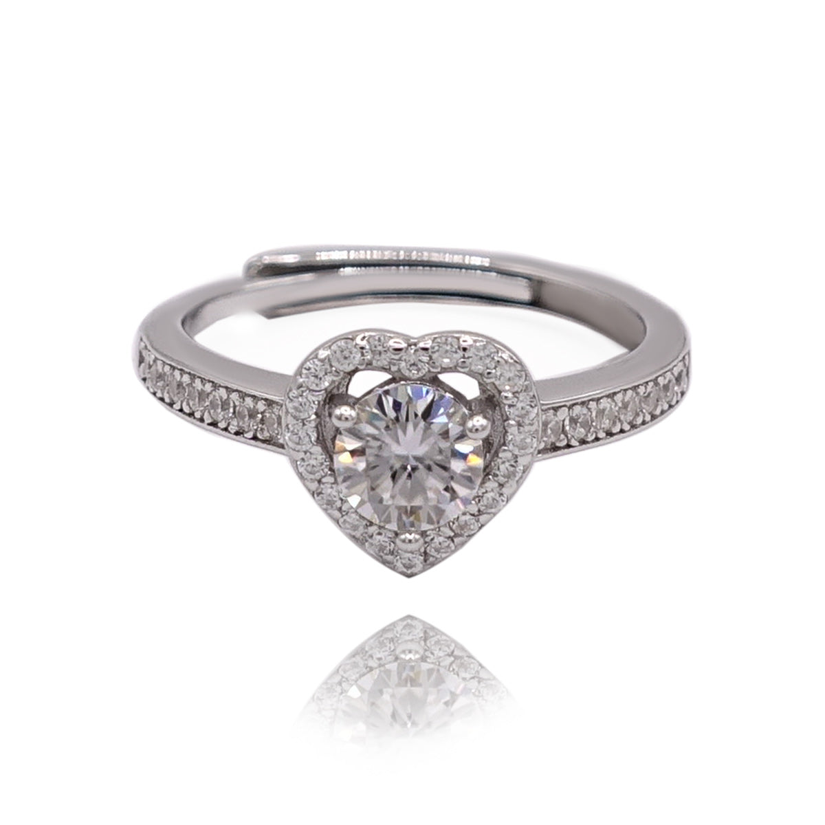 309LV Moissanite Love Heart Touch Round Cut Engagement Ring
