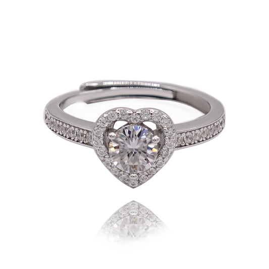 309LV Moissanite Love Heart Touch Round Cut Engagement Ring