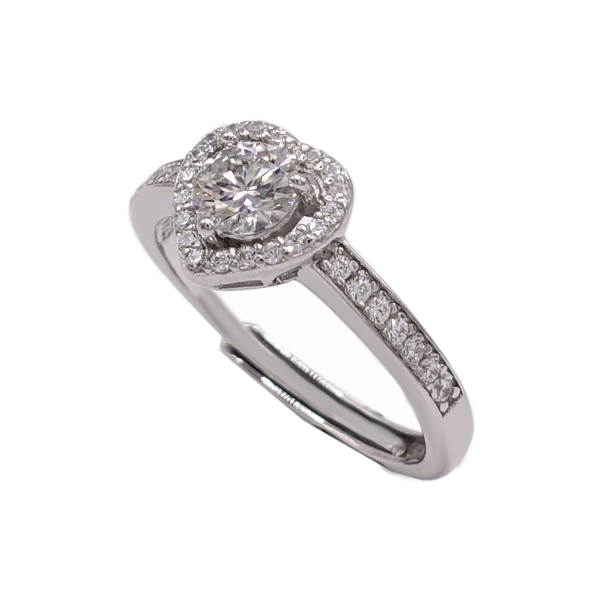 309LV Moissanite Love Heart Touch Round Cut Engagement Ring