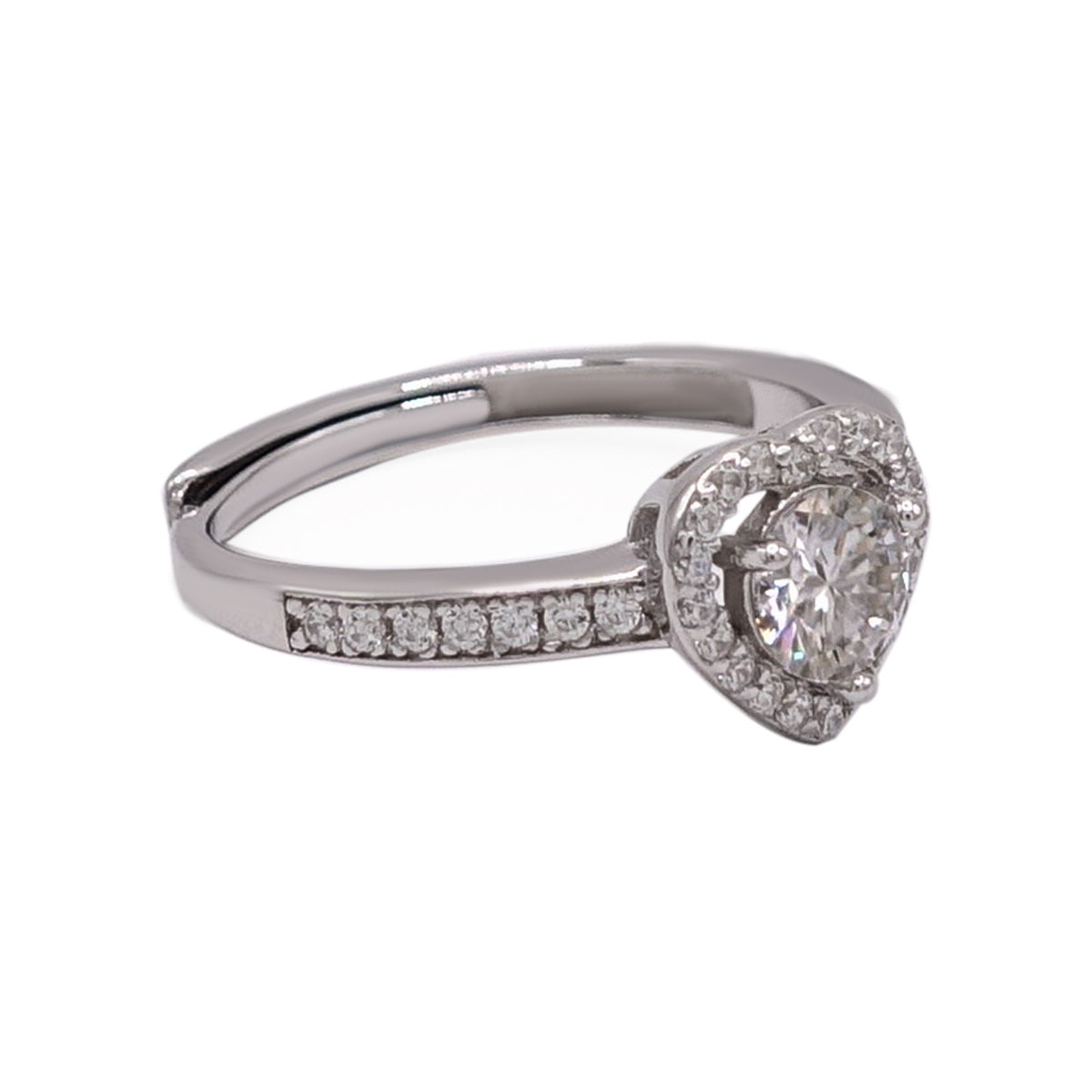 309LV Moissanite Love Heart Touch Round Cut Engagement Ring