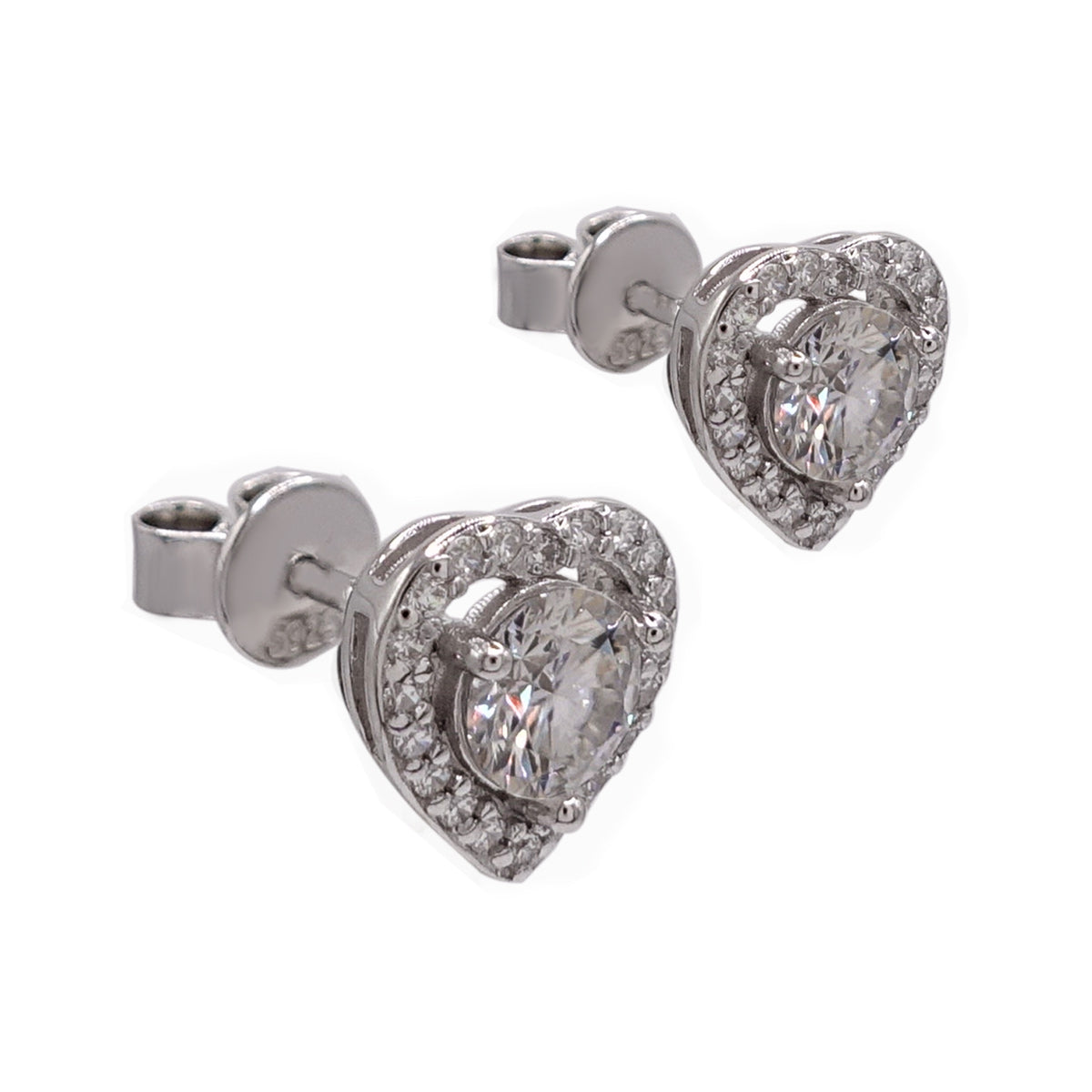 310LV Moissanite Heart Frame Halo Stud Earrings