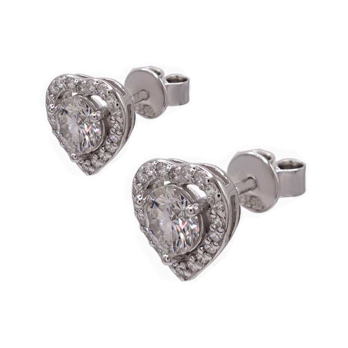 310LV Moissanite Heart Frame Halo Stud Earrings