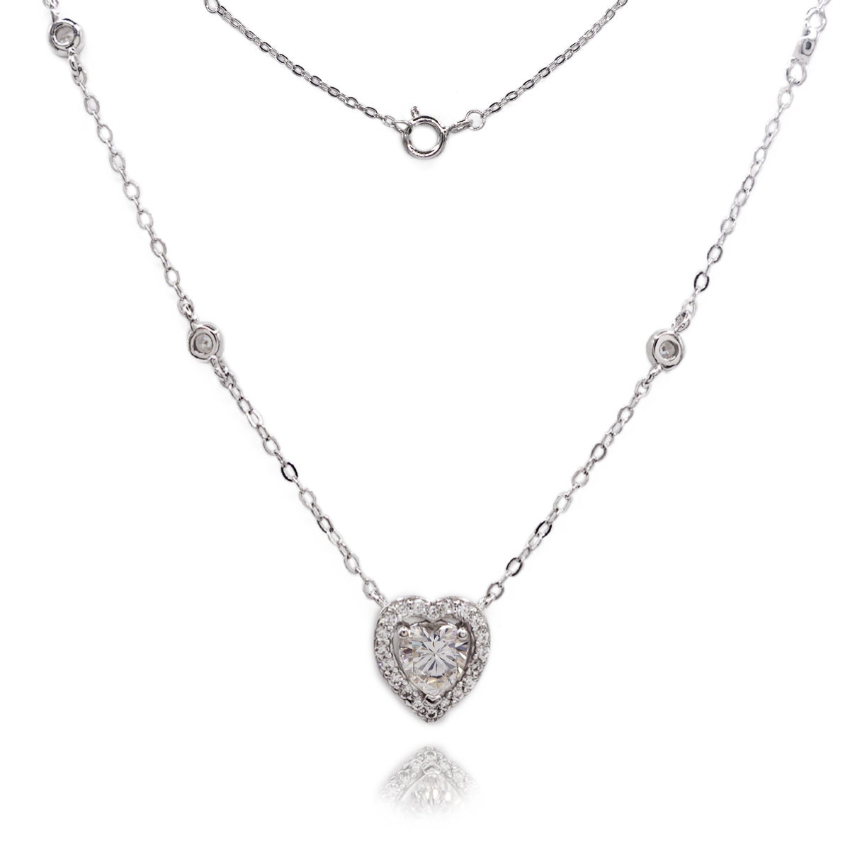 311LV Heart Cut Paved Moissanite Necklace