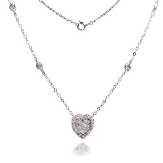 311LV Heart Cut Paved Moissanite Necklace