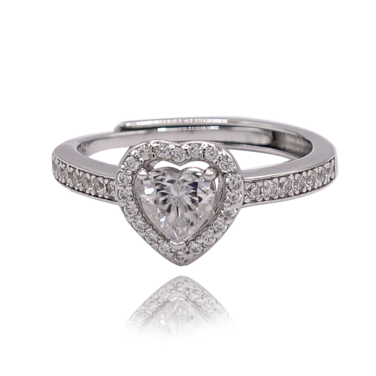 312LV Heart Paved Round Cut Engagement Ring