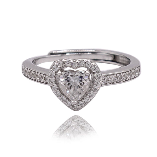 312LV Heart Paved Round Cut Engagement Ring