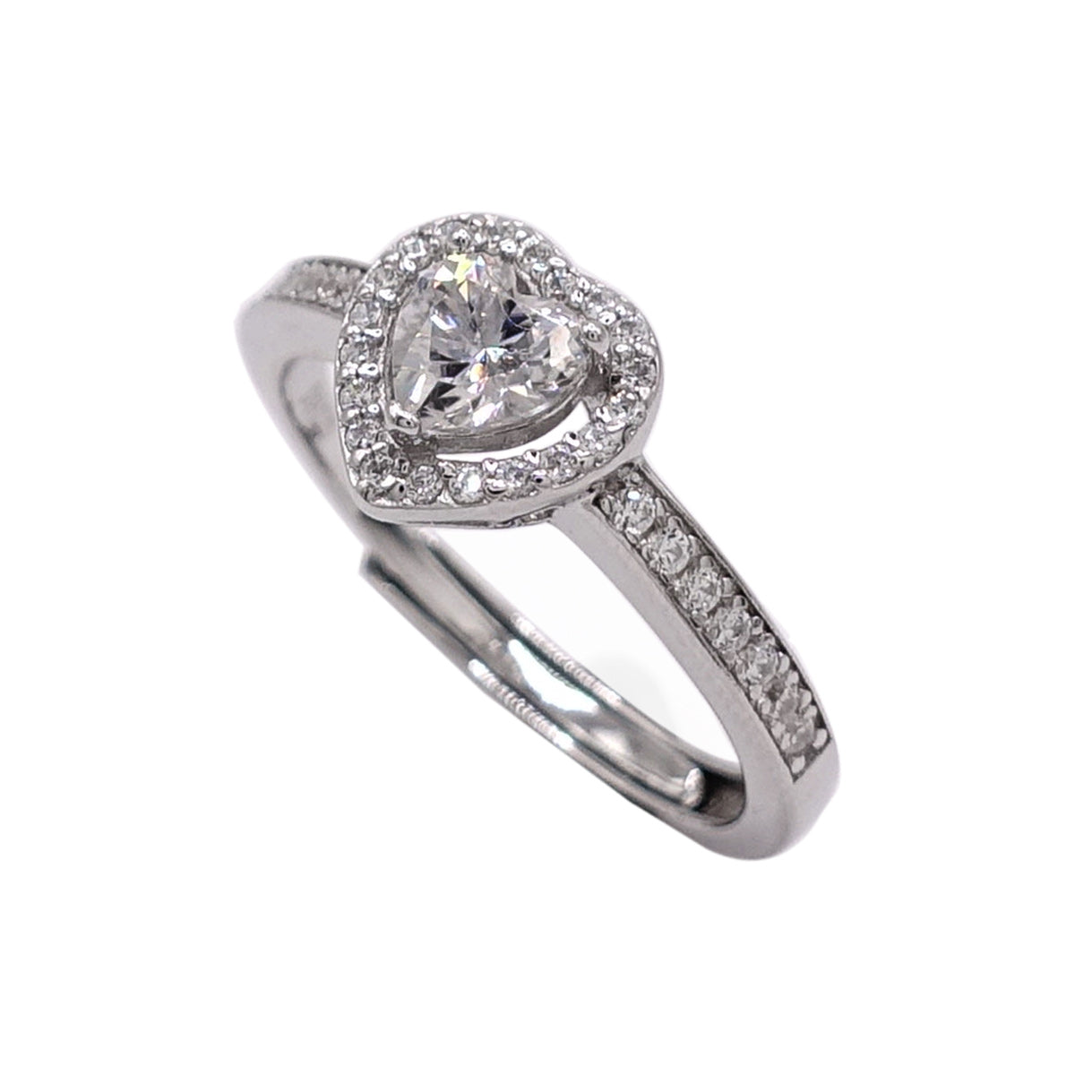312LV Heart Paved Round Cut Engagement Ring