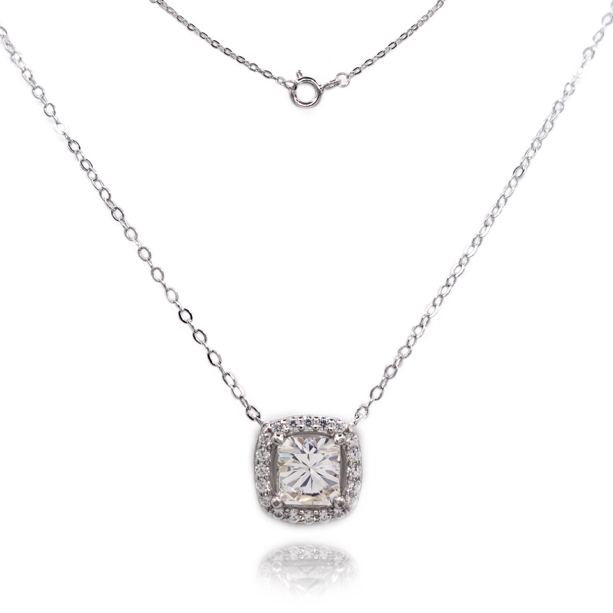 314LV Moissanite Princess Square Cut Necklace