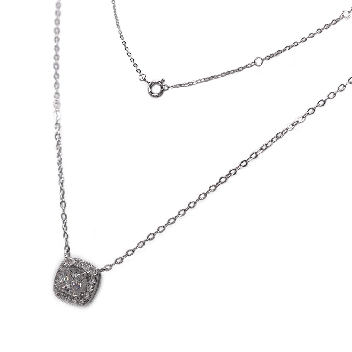 314LV Moissanite Princess Square Cut Necklace