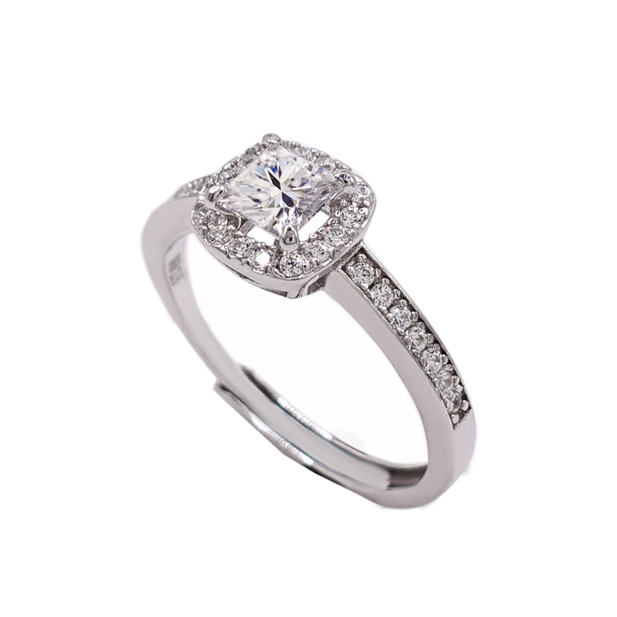 315LV Princess Square Moissanite Round Cut Engagement Ring