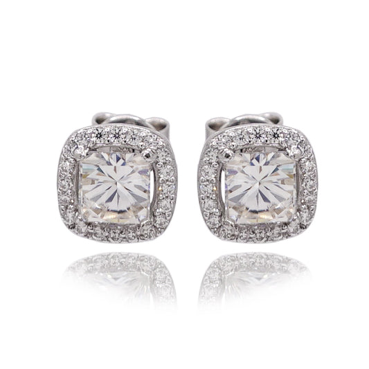 316LV Moissanite Princess Cut Square Stud Earrings