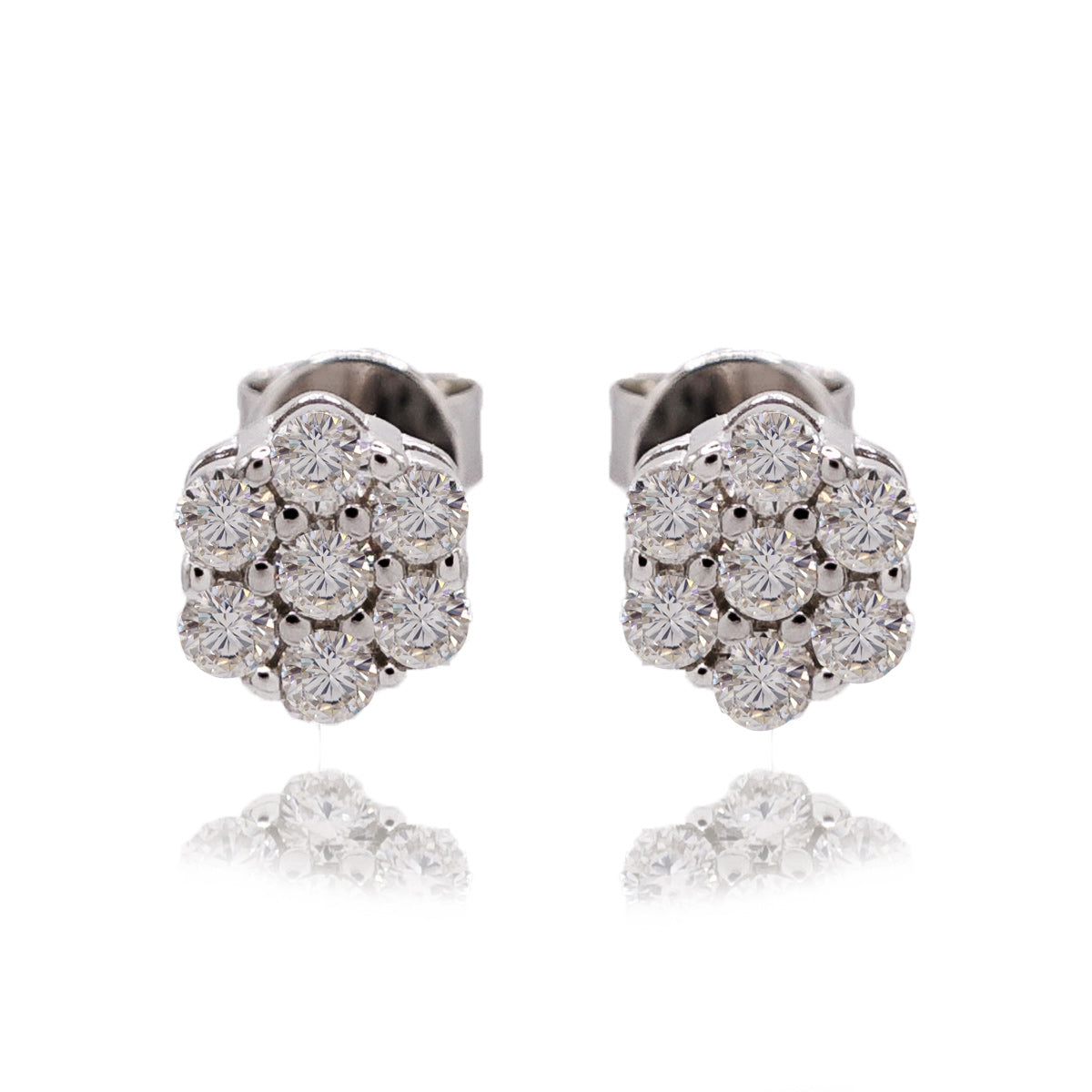 318LV Moissanite Flower Cluster Shaped Stud Earrings