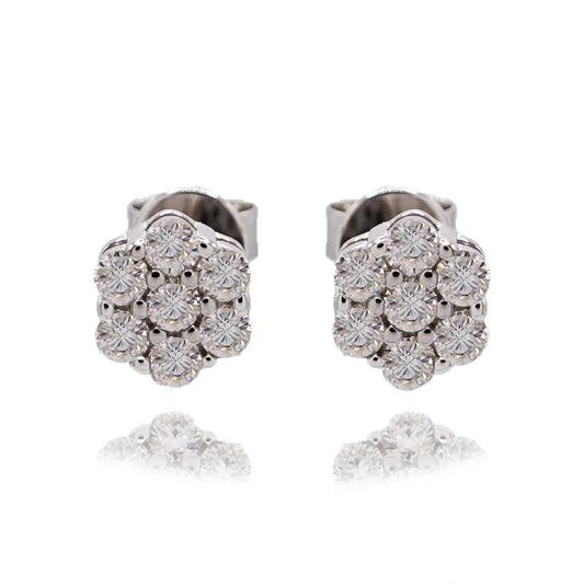 318LV Moissanite Flower Cluster Shaped Stud Earrings