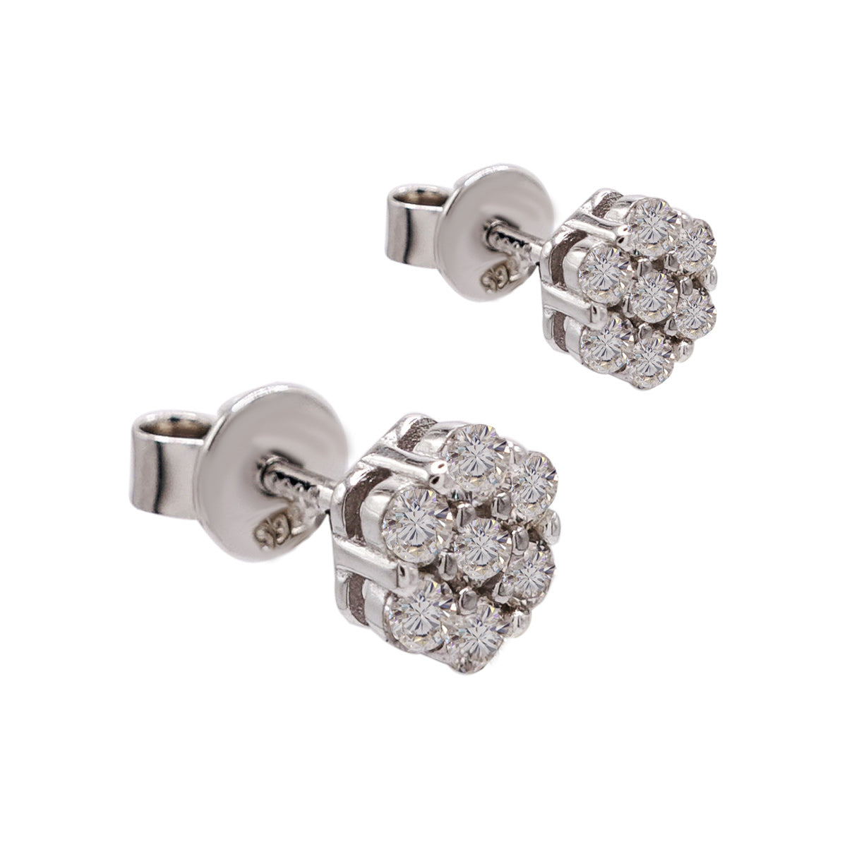 318LV Moissanite Flower Cluster Shaped Stud Earrings
