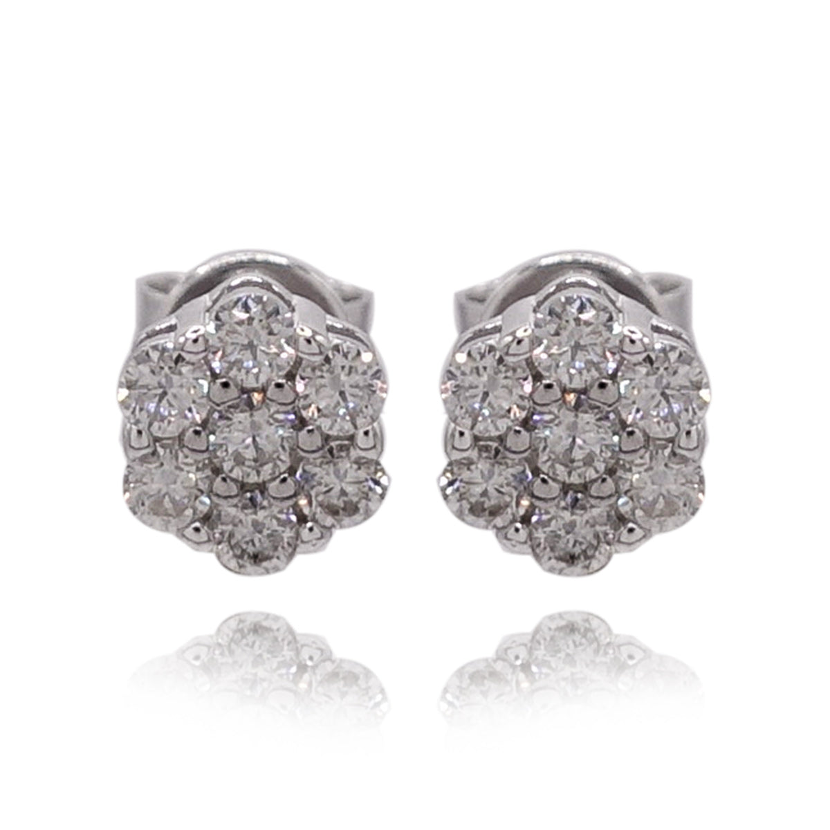 319LV Moissanite Round Cluster Flower Stud Earrings