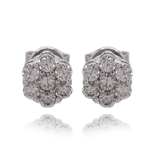 319LV Moissanite Round Cluster Flower Stud Earrings