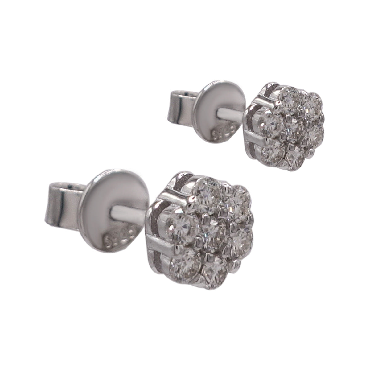 319LV Moissanite Round Cluster Flower Stud Earrings