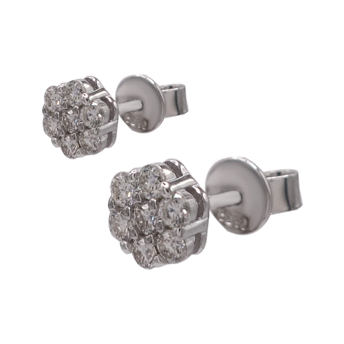 319LV Moissanite Round Cluster Flower Stud Earrings