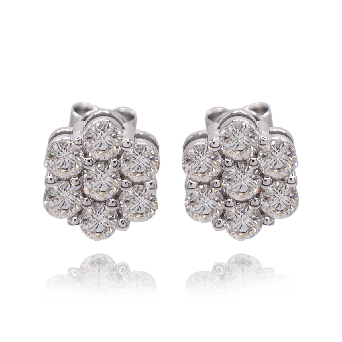 320LV Moissanite Round Flower Stud Earrings