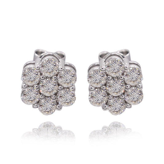 320LV Moissanite Round Flower Stud Earrings