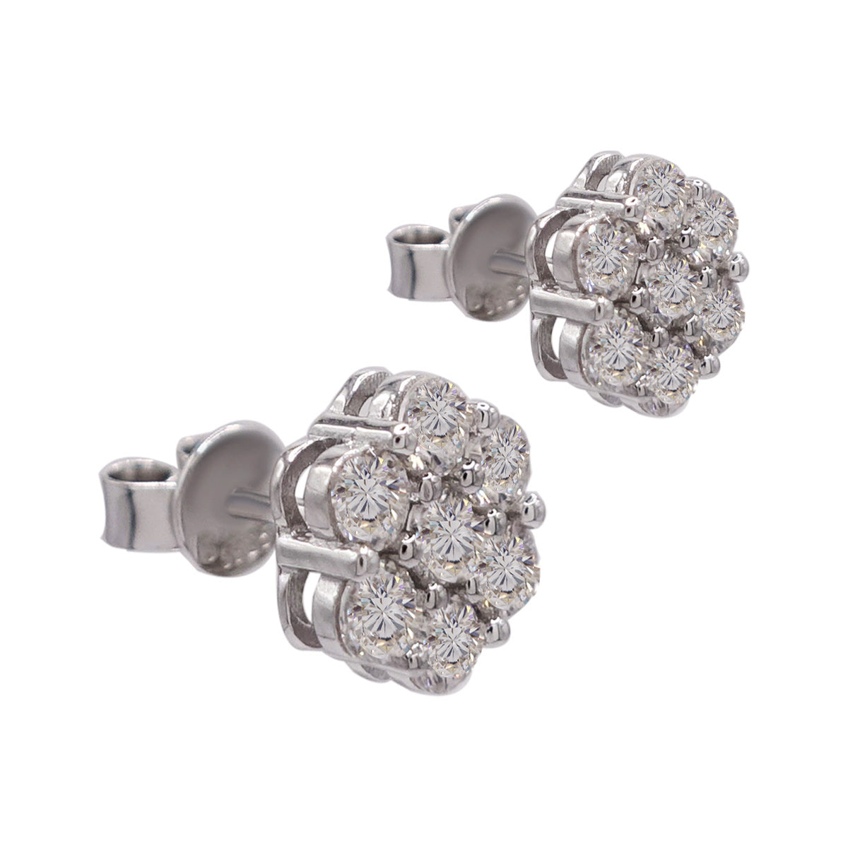 320LV Moissanite Round Flower Stud Earrings