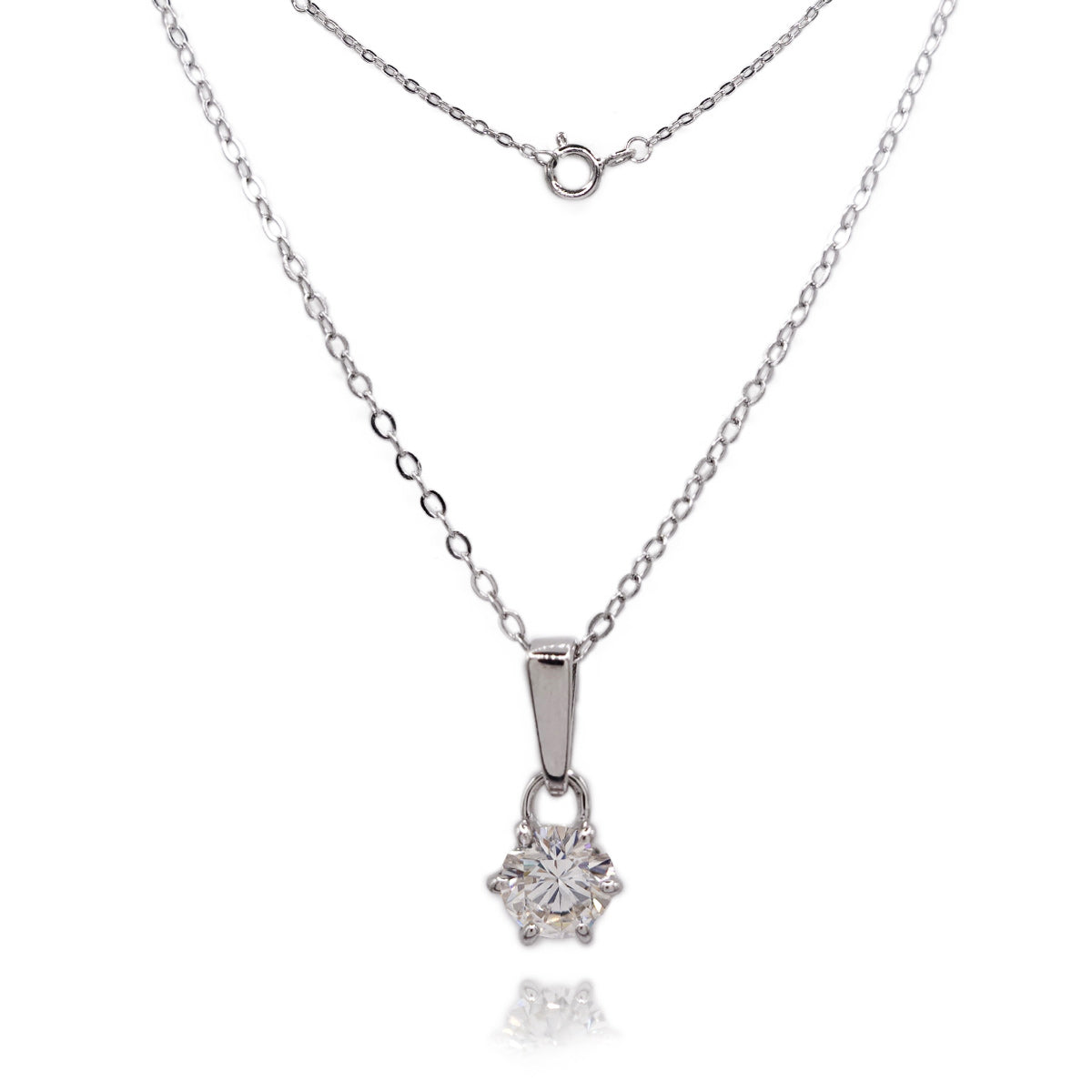324LV Solitare Round Moissanite Necklace