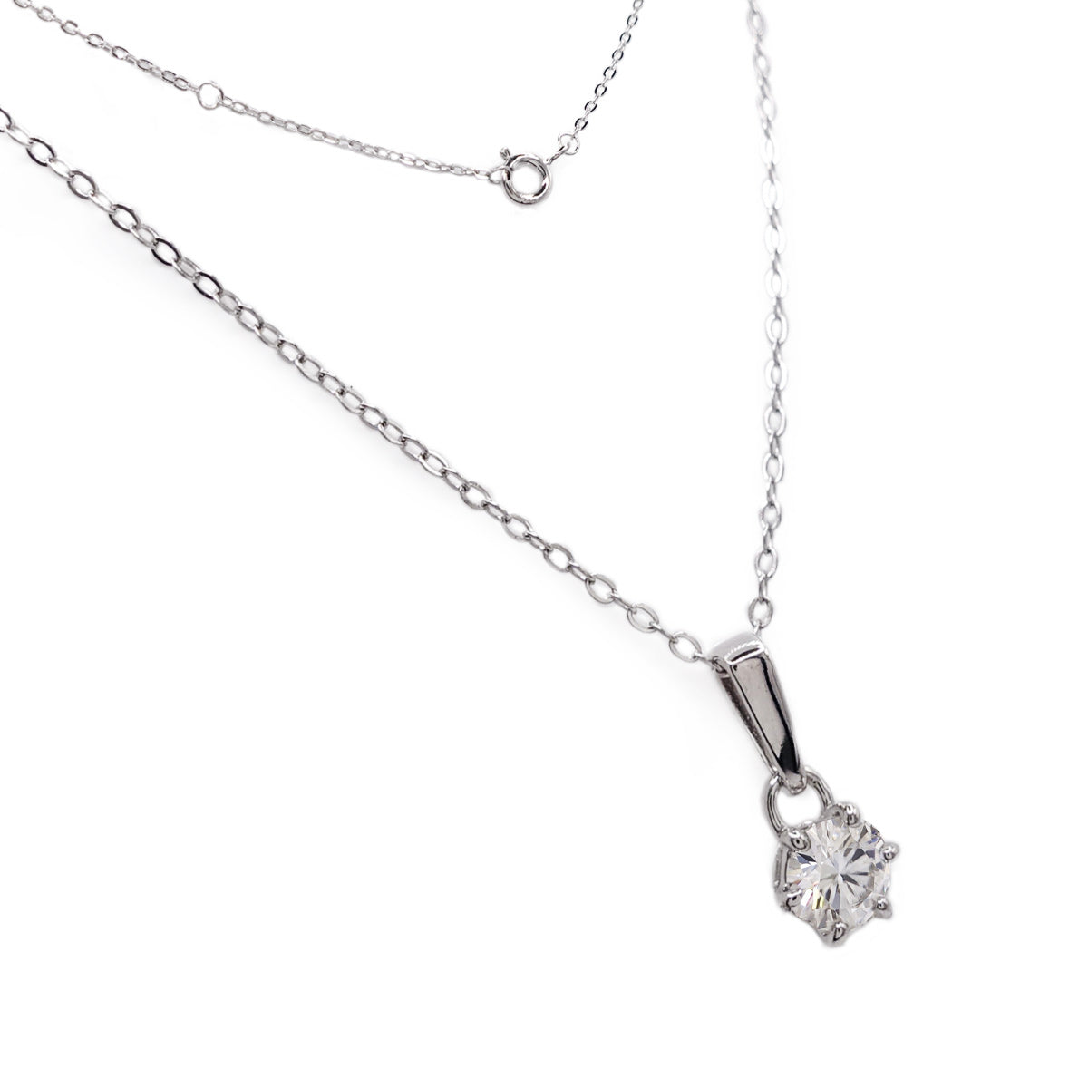 324LV Solitare Round Moissanite Necklace
