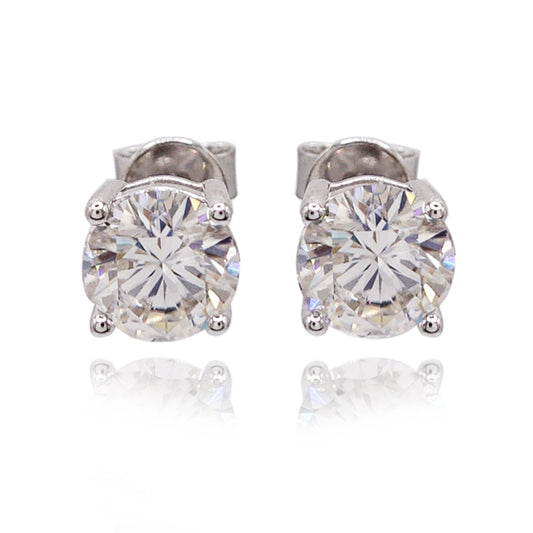 326LV Moissanite Halo  Round Cut Stud Earrings