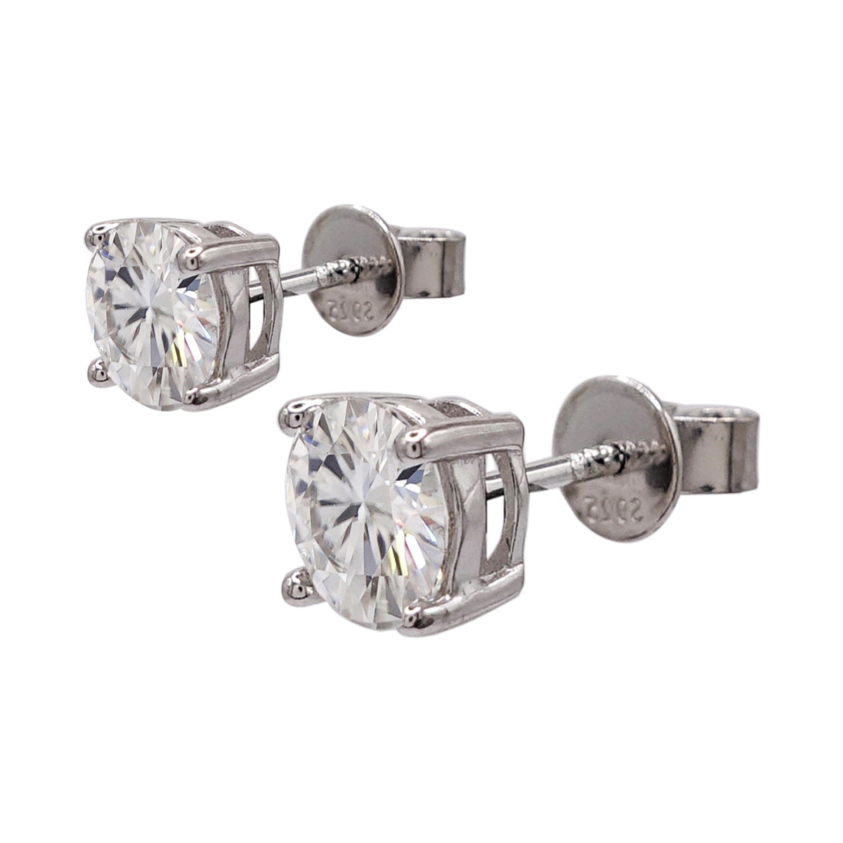 326LV Moissanite Halo  Round Cut Stud Earrings