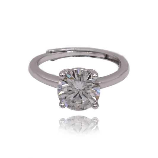327LV Moissanite Round Cut Swarovski  Engagement Ring
