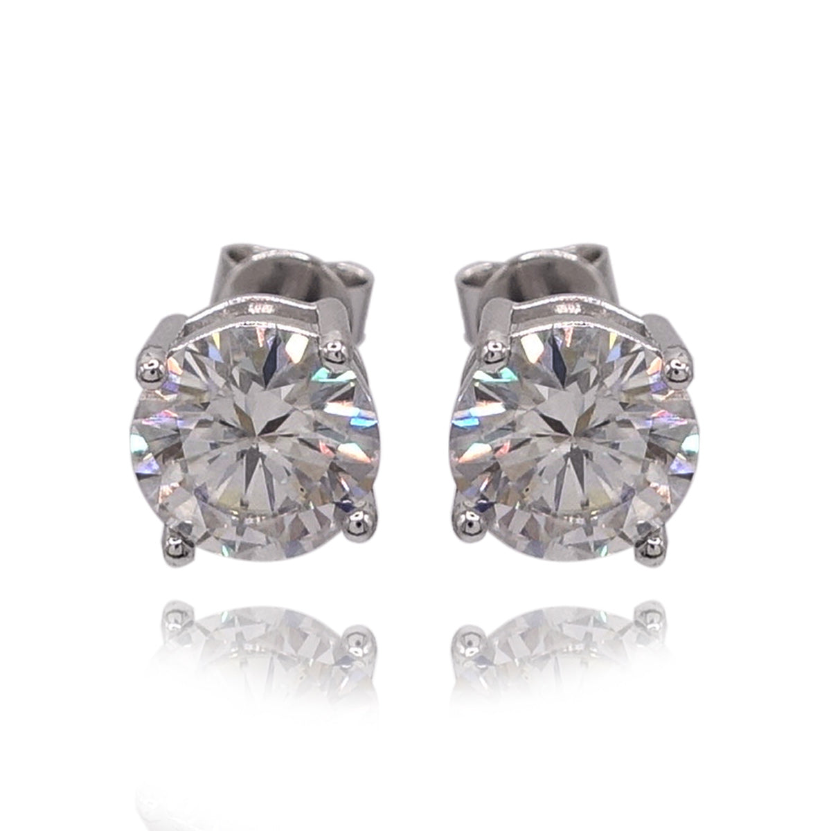 328LV Moissanite Round Cut Natural Stud Earrings