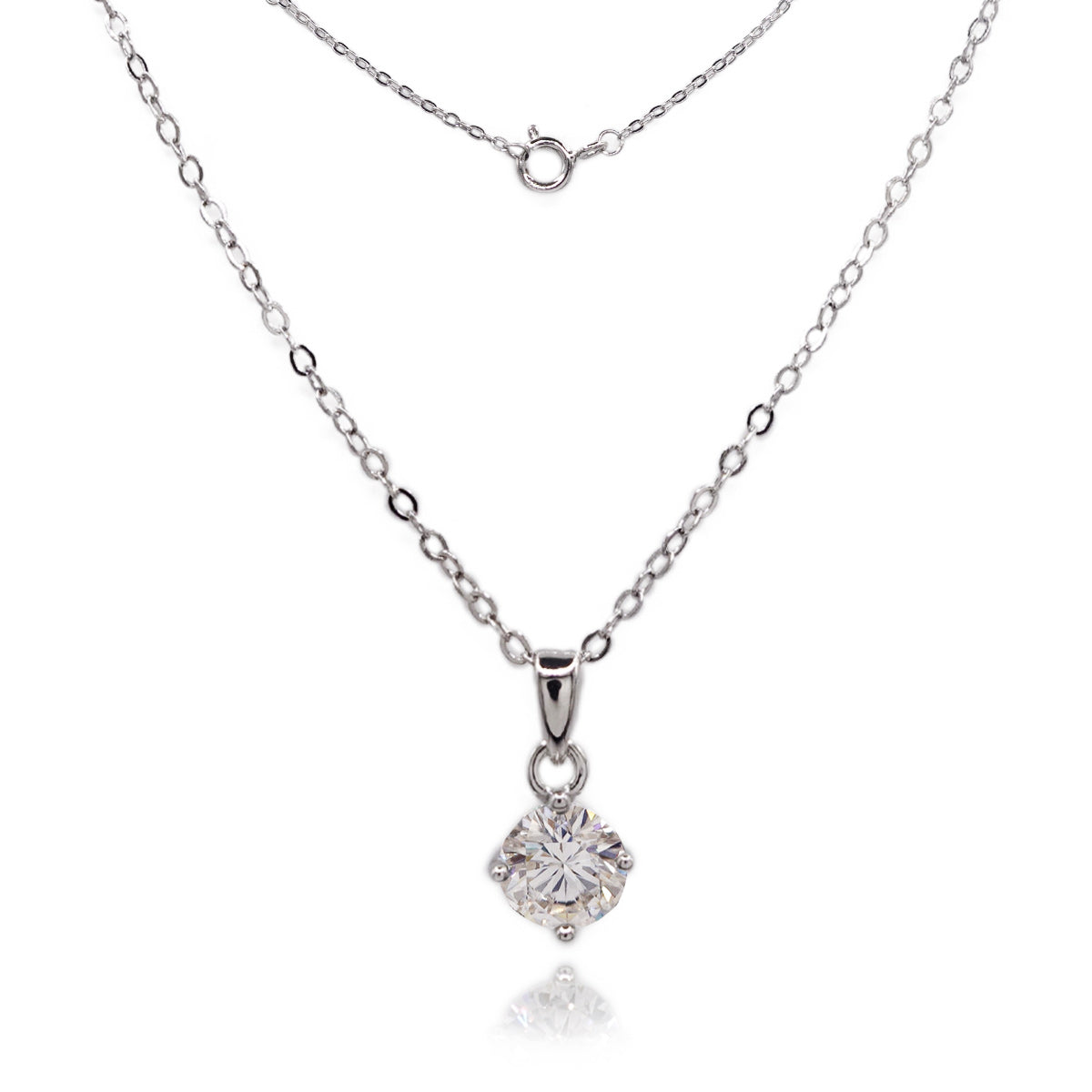 329LV Moissanite Sterling Round Cut Necklace