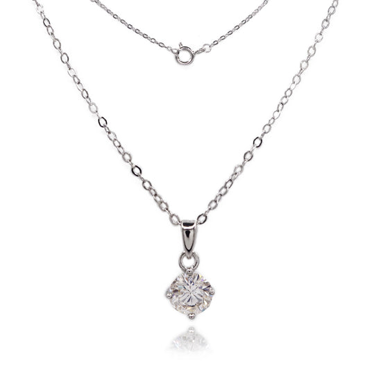329LV Moissanite Sterling Round Cut Necklace