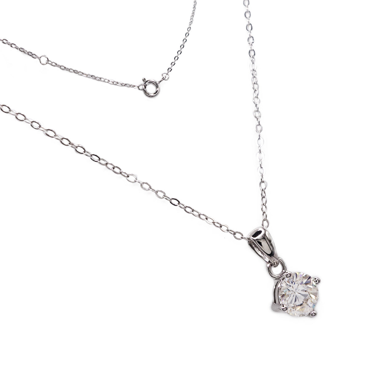329LV Moissanite Sterling Round Cut Necklace