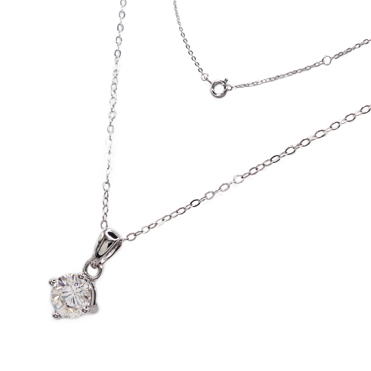 329LV Moissanite Sterling Round Cut Necklace