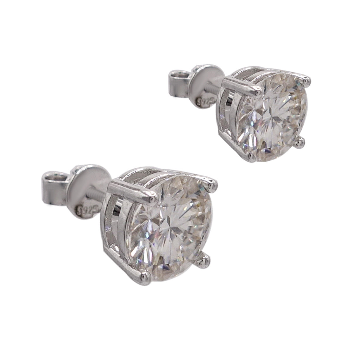 331LV Moissanite Round Solitare Stud Earrings