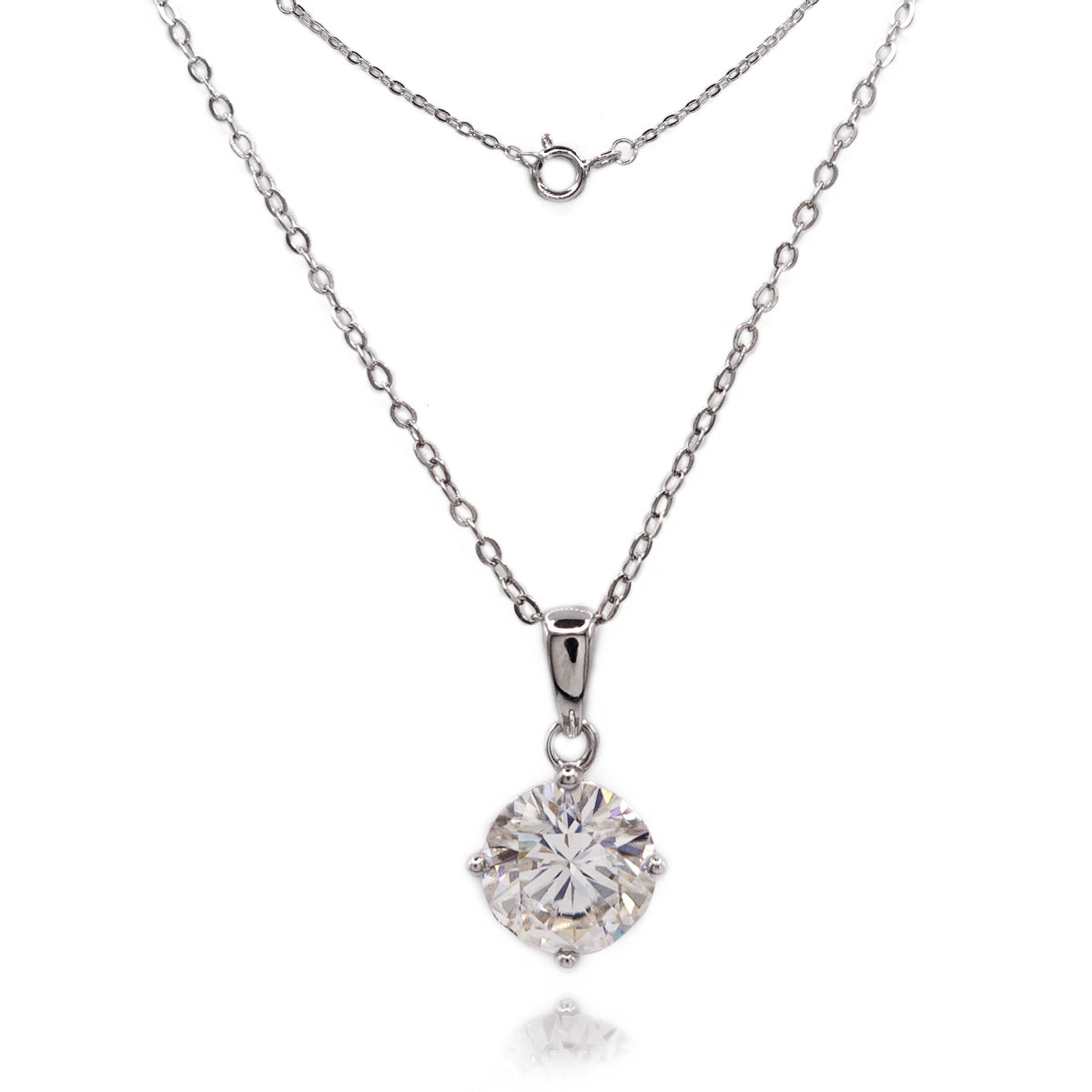 332LV Round Cut Moissanite Necklace